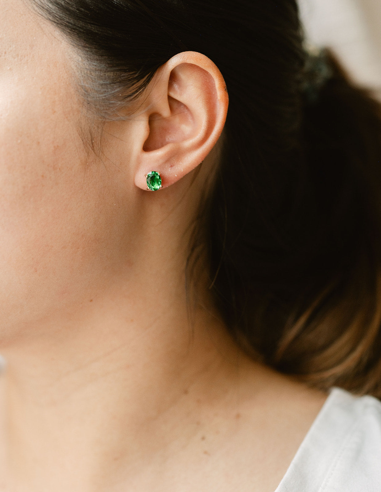 Emerald Oval Studs